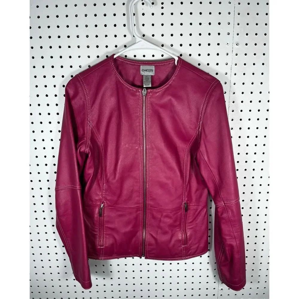 Chicos pink leather jacket